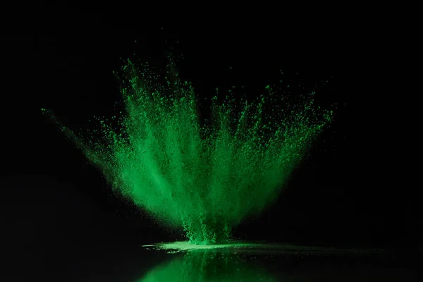 Green Holi Powder Explosion Black Hindu Spring Festival — Stock Photo, Image