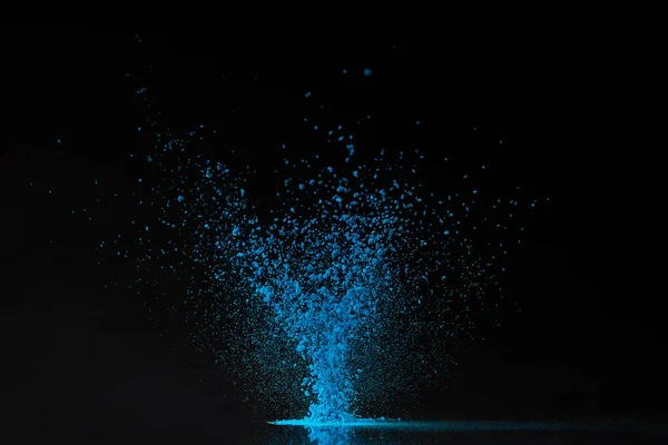 Blue Holi Powder Explosion Black — Stock Photo, Image