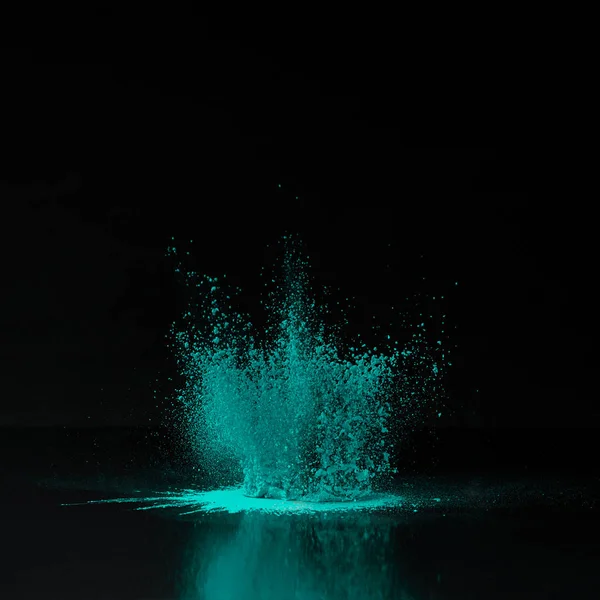 Vert Holi Poudre Explosion Sur Noir Fête Indienne Des Couleurs — Photo