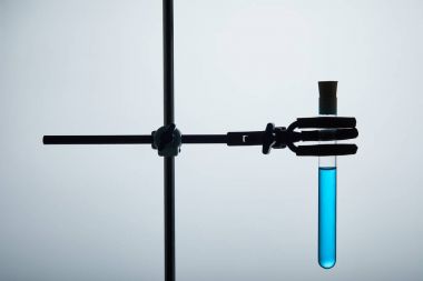 test tüpü kimya stand mavi sıvı ile dolu