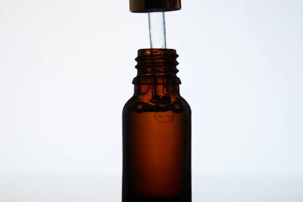 Close Shot Bottle Aromatic Oil Pipette White — Stock Photo, Image