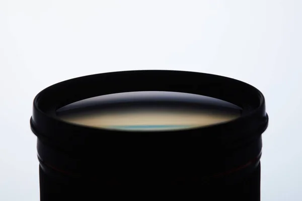 Close Shot Van Camera Lens Silhouet Wit — Stockfoto