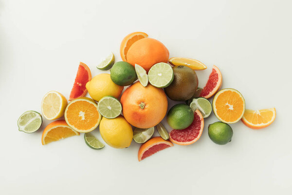 Juicy citruses isolated on white background