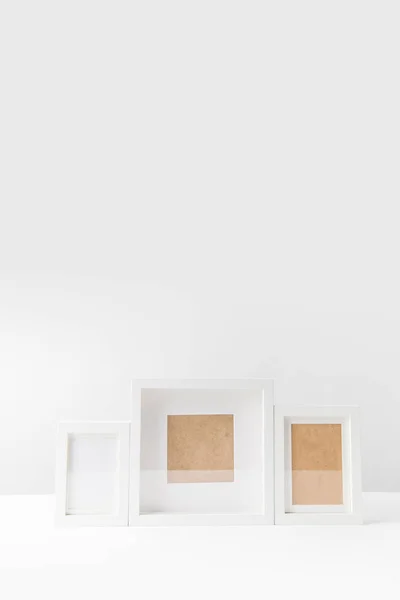 Various Empty White Photo Frames White — Stock Photo, Image