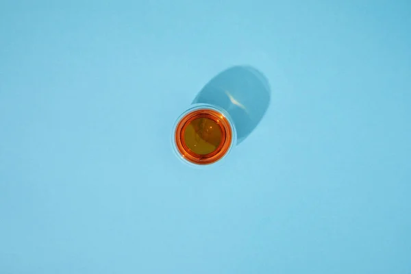 Top View Glass Cup Fresh Hot Tea Blue — Stock Photo, Image