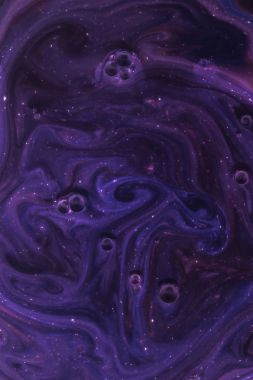 abstract dark texture with purple paint and bubbles as space clipart