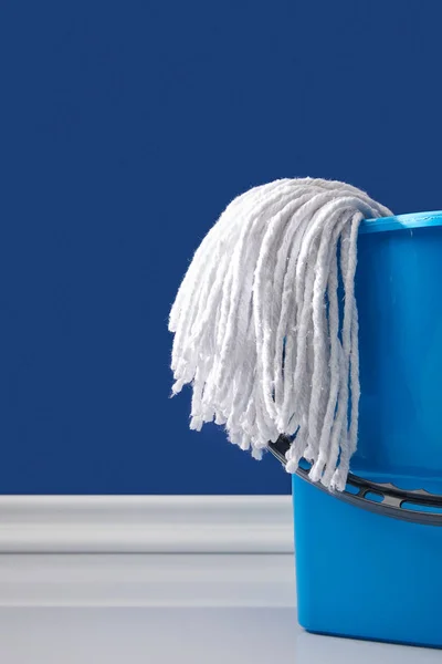 Rag Blue Bucket Spring Cleaning — Stock Photo, Image