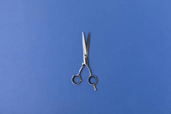 Top View Scissors Isolated Blue — Stock Photo, Image