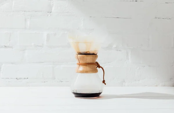 Vue Avant Café Alternatif Chemex Avec Cône Filtrant — Photo