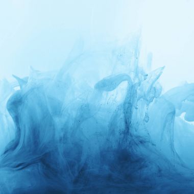 Full frame image of mixing of bright pale blue and blue ink splashes in water clipart