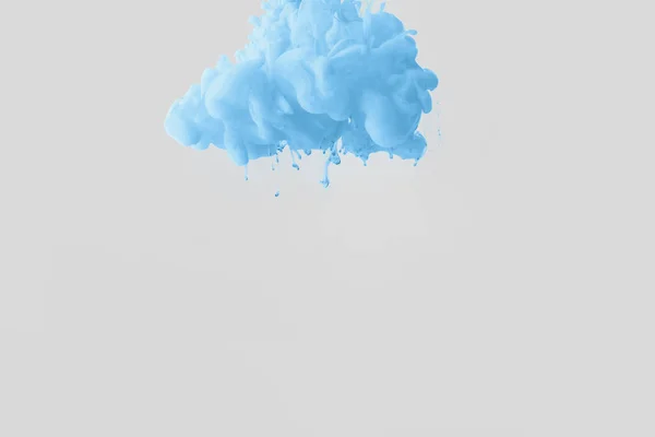 Close View Bright Pale Blue Paint Splash Water Isolated Gray — Stock Photo, Image