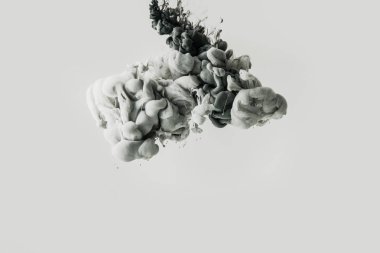 close up view of mixing gray smoke isolated on gray clipart