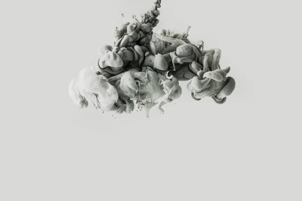 Close View Smoke Mixing Light Gray Black Paints Splashes Water — Stock Photo, Image