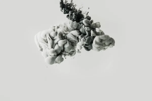 Nahaufnahme Der Mischung Von Grauem Rauch Isoliert Auf Grau — Stockfoto