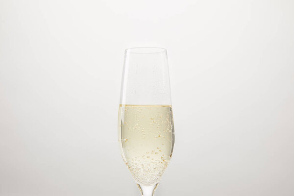  champagne glass with bubbles isolated on white background 