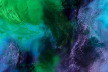 sanatsal doku mavi, mor ve yeşil boya swirls ile uzay gibi görünüyor