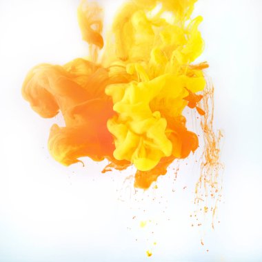 texture with yellow and orange paint splashes, isolated on white clipart