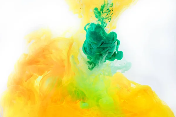 Texture Green Orange Paint Swirling Water — Stock Photo, Image