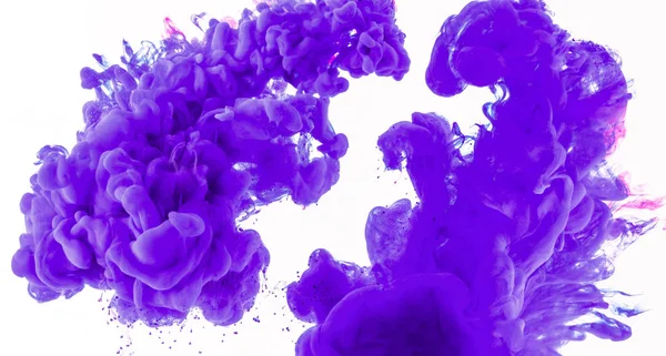 Abstract Design Splashes Purple Paint Water Isolated White — Stock Photo, Image