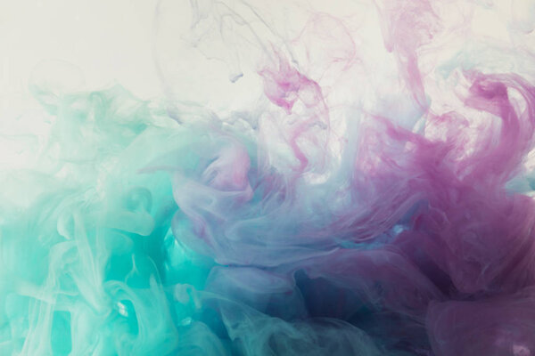 abstract background with mixing blue and purple watercolor paint