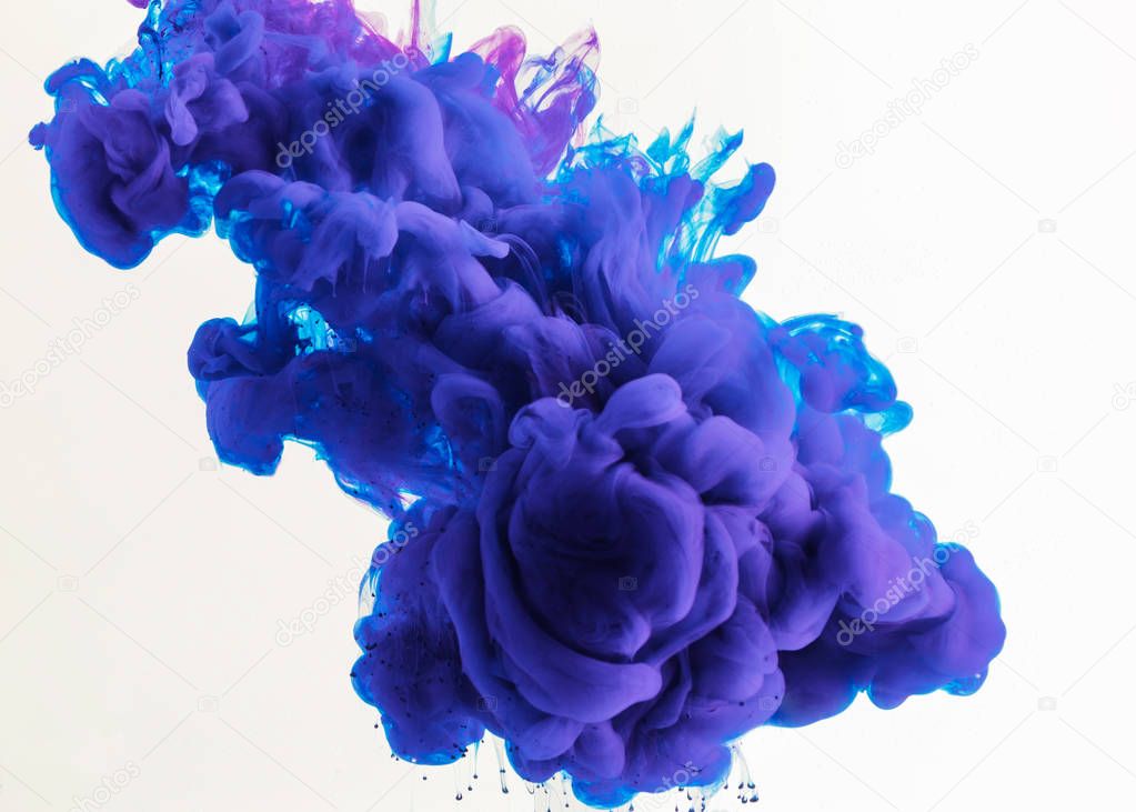 abstract design with blue and purple smoke, isolated on white