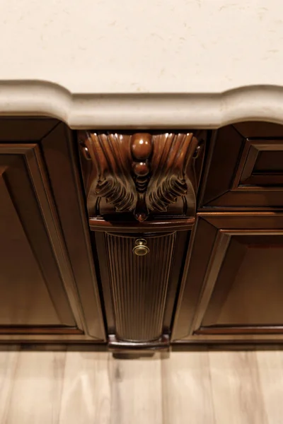Cabinets Modern Kitchen Wooden Details — Stock Photo, Image