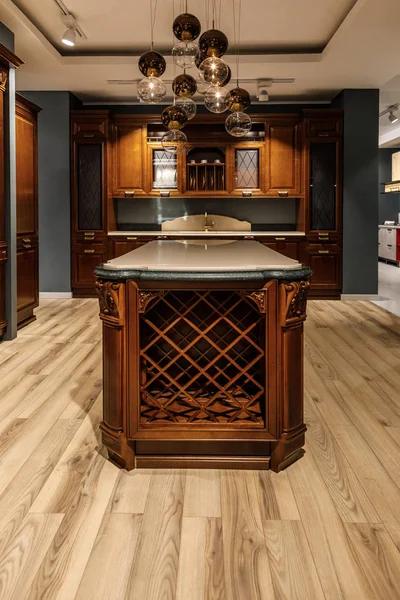 Interior Modern Kitchen Chandelier Counter — Stock Photo, Image