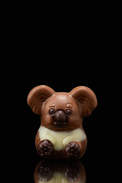 Closeup Shot Koala Shaped Chocolate Black Background — Free Stock Photo