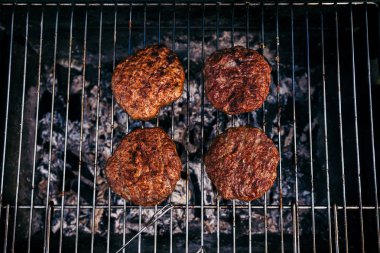 Hot meat chops grilled for outdoors barbecue clipart