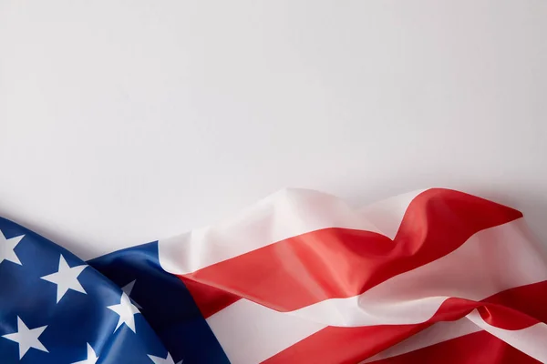 Vista Elevada Dos Estados Unidos Bandeira Americana Superfície Branca — Fotografia de Stock