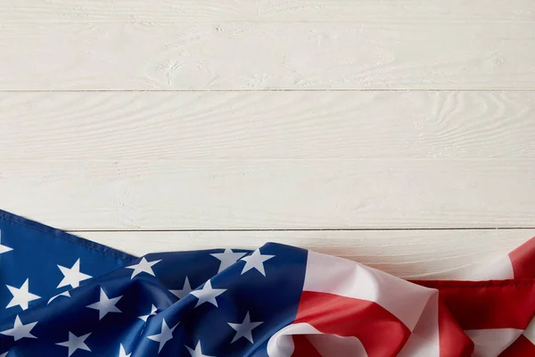 Top View American Flag White Wooden Surface — Stock Photo, Image