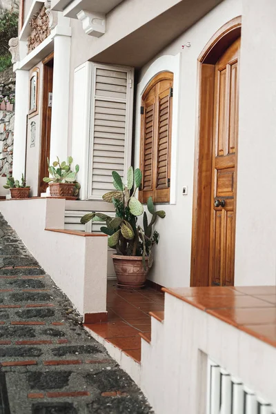 Flowerpots Cactus House Savoca Italy — Stock Photo, Image