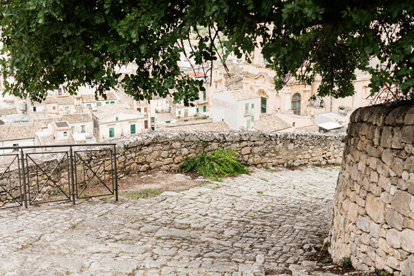 paving stones on street in small town in sicily 