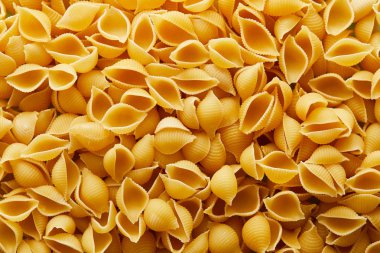 İşlenmemiş Conchiglie arkaplanının üst görünümü