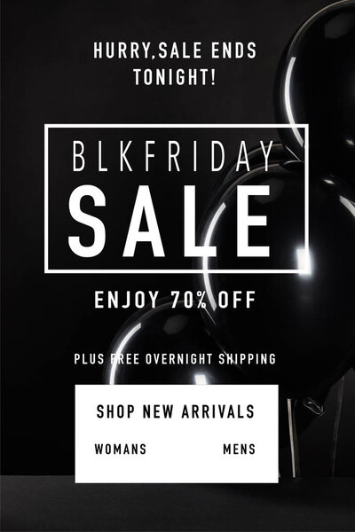 Куча черных шариков, изолированных на черном с черной иллюстрацией пятницы
