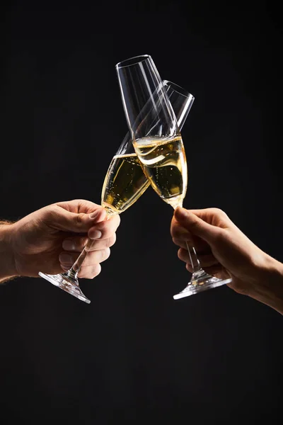 Cropped View Man Woman Clinking Champagne Glasses Celebrating Christmas Isolated — Stock Photo, Image