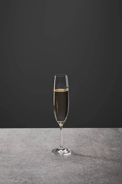 One Glass Sparkling Wine Celebrating Christmas Grey — Stock Photo, Image