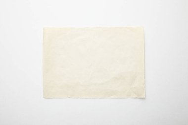 top view of empty vintage paper on white background clipart