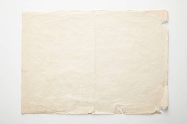 top view of empty vintage paper on white background clipart