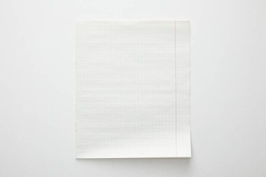 top view of empty paper sheet on white background clipart