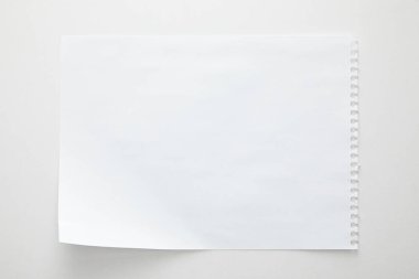 top view of empty paper sheet on white background clipart