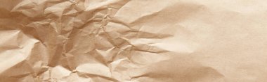 top view of empty crumpled craft paper texture, panoramic shot clipart