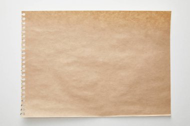 top view of empty craft paper on white background clipart