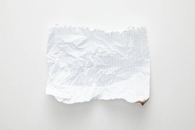 top view of empty crumpled paper on white background clipart