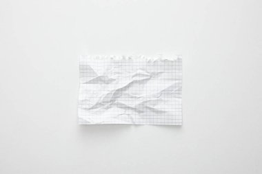 top view of empty crumpled paper on white background clipart