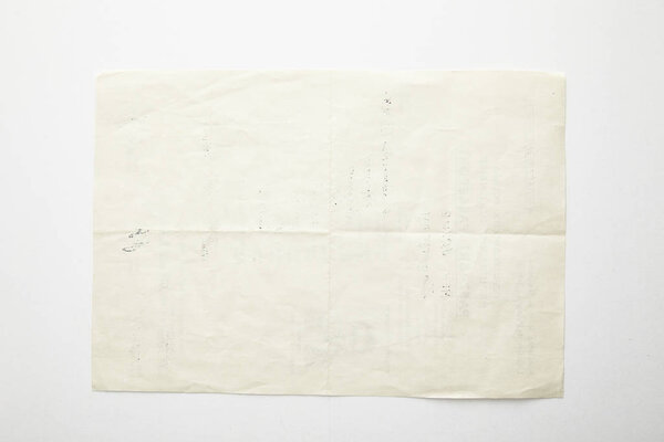top view of empty vintage paper on white background
