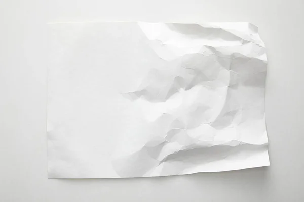 Вид Сверху Пустую Смятую Бумагу Белом Фоне — стоковое фото