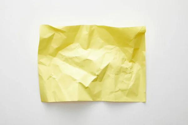 Top View Empty Crumpled Yellow Paper White Background — Stock Photo, Image