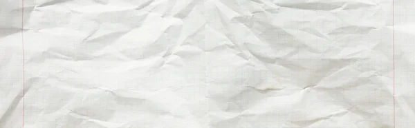 Felülnézet Üres Gyűrött Papír Fehér Textúra Panoráma Lövés — Stock Fotó