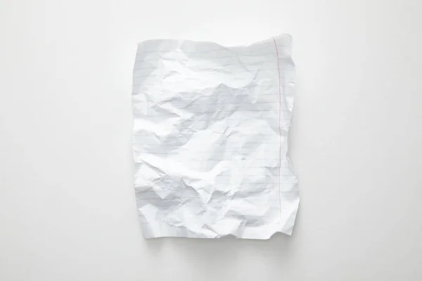 Top View Empty Crumpled Paper White Background — Stock Photo, Image